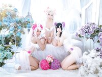 [Cosplay] Rinka Okita 沖田凜花 & Yakira 鈴鈴, Oni Hime 鬼姬 - Wedding Bikini ver. (Fate kaleid liner プリズマ☆イリヤ)