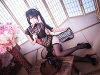 [Cosplay] Mbxer 面饼仙儿 - Black silk sexy cheongsam 黑丝情趣旗袍