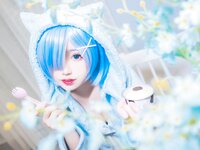 [Cosplay] 猫君君MaoJun 雷姆猫耳睡衣