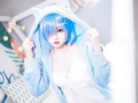 [Cosplay] 猫君君MaoJun 雷姆猫耳睡衣