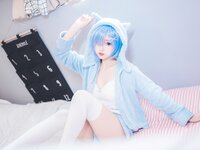 [Cosplay] 猫君君MaoJun 雷姆猫耳睡衣