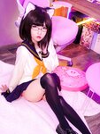 [Cosplay] Potato Godzilla OC Tatami neko chan in Seifuku