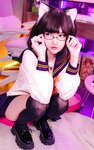 [Cosplay] Potato Godzilla OC Tatami neko chan in Seifuku