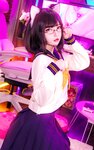 [Cosplay] Potato Godzilla OC Tatami neko chan in Seifuku