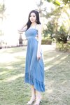 [Cosplay] 王馨瑶 蓝色露背连衣裙