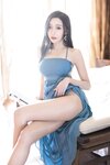 [Cosplay] 王馨瑶 蓝色露背连衣裙