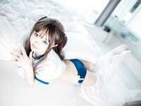 [Cosplay] 神沢永莉 半双马尾体操服大腿袜