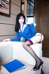 [Cosplay] 谢小蒽 幼幼 性感OL紫色蕾丝