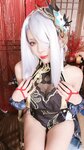 [Cosplay] Jiu Yan 九言 - Shen He Lenghua Youlu Cheongsam Single Version 申鹤冷花幽露旗袍单人版