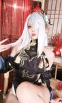 [Cosplay] Jiu Yan 九言 - Shen He Lenghua Youlu Cheongsam Single Version 申鹤冷花幽露旗袍单人版