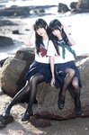 [Cosplay] 不呆猫 三無人型 水手服百合黑丝