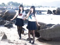 [Cosplay] 不呆猫 三無人型 水手服百合黑丝