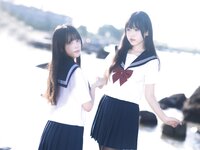 [Cosplay] 不呆猫 三無人型 水手服百合黑丝