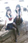 [Cosplay] 不呆猫 三無人型 水手服百合黑丝