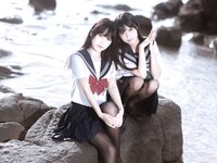 [Cosplay] 不呆猫 三無人型 水手服百合黑丝
