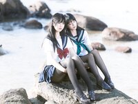 [Cosplay] 不呆猫 三無人型 水手服百合黑丝