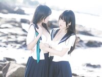 [Cosplay] 不呆猫 三無人型 水手服百合黑丝