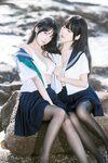 [Cosplay] 不呆猫 三無人型 水手服百合黑丝