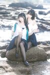 [Cosplay] 不呆猫 三無人型 水手服百合黑丝