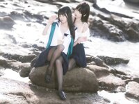 [Cosplay] 不呆猫 三無人型 水手服百合黑丝