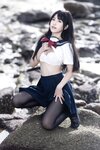 [Cosplay] 不呆猫 三無人型 水手服百合黑丝
