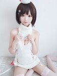 [Cosplay] 羽天shine 白丝白色毛衣