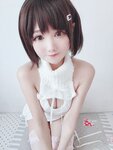 [Cosplay] 羽天shine 白丝白色毛衣