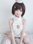 [Cosplay] 羽天shine 白丝白色毛衣