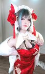 [Cosplay] 半半子 – 柴郡中华娘旗袍[45P2V-389MB]