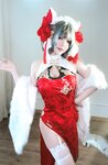 [Cosplay] 半半子 – 柴郡中华娘旗袍[45P2V-389MB]