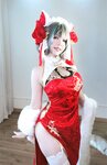 [Cosplay] 半半子 – 柴郡中华娘旗袍[45P2V-389MB]