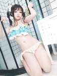 [Cosplay] Shenze Yongli 神沢永莉 - Bathroom blue and white swimsuit braids 浴室蓝白泳衣辫子