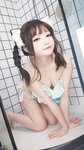 [Cosplay] Shenze Yongli 神沢永莉 - Bathroom blue and white swimsuit braids 浴室蓝白泳衣辫子