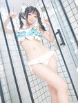 [Cosplay] Shenze Yongli 神沢永莉 - Bathroom blue and white swimsuit braids 浴室蓝白泳衣辫子