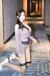 [Cosplay] 奶茶味的包子 紫色薄纱包臀黑丝