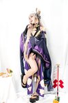 [Cosplay] Caomeiyuyi 草莓羽衣 - 黒ギャル八重神子 墨桜色の夜笙雅芸