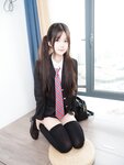 [Cosplay] Jinji Qihua 緊急企劃 - Black Silk JK 黑丝JK