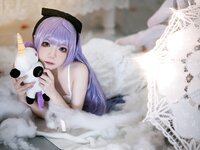 [Cosplay] Wang Pang u 王胖胖u - Unicorn pajamas 独角兽睡衣