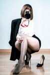 [Cosplay] 半半子 黑丝OL