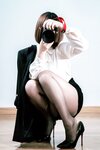 [Cosplay] 半半子 黑丝OL