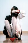 [Cosplay] 半半子 黑丝OL