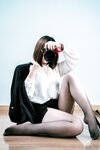 [Cosplay] 半半子 黑丝OL