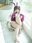 [Cosplay] Mahuajiang 麻花麻花酱 - Purple transparent swimsuit 紫色透明泳装