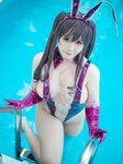 [Cosplay] Mahuajiang 麻花麻花酱 - Purple transparent swimsuit 紫色透明泳装