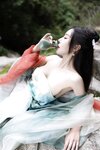 [Cosplay] 王馨瑶Yanni 绿色古装 瀑布