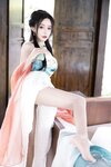 [Cosplay] 王馨瑶Yanni 绿色古装 瀑布