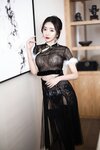 [Cosplay] 王馨瑶 黑色网纱旗袍