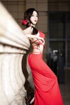 [Cosplay] 王馨瑶Yanni 红色裙子拼杏色毛毛情趣