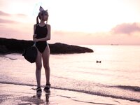 [Cosplay] G44 不会受伤 - Sand wolf white swimsuit 砂狼白子泳装