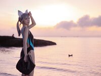 [Cosplay] G44 不会受伤 - Sand wolf white swimsuit 砂狼白子泳装